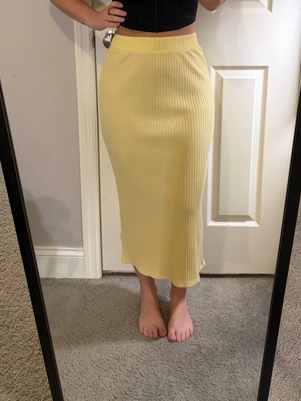 Old Navy Ribbed Knit Midi Skirt - Yellow